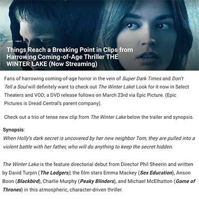Things Reach a Breaking Point in Clips from Harrowing Coming-of-Age Thriller THE WINTER LAKE (Now Streaming)